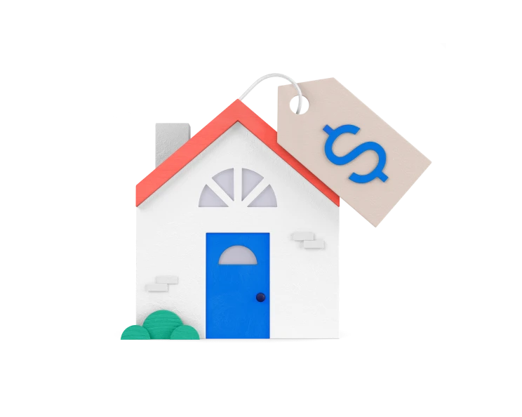 An illustration of a house with a price tag on it